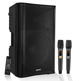 5 Core Karaoke Machine 150W Big Bluetooth PA System Powered DJ Singing Party Speaker w 2 Wireless Microphones Portable Large Professional Outdoor Soun