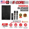 5 Core Karaoke Machine 150W Big Bluetooth PA System Powered DJ Singing Party Speaker w 2 Wireless Microphones Portable Large Professional Outdoor Soun