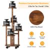 5 Tier Plant Stand with 4 Detachable Wheels Wooden Plant Pot Rolling Shelf Plant Display Rack for Indoor Outdoor Decoration